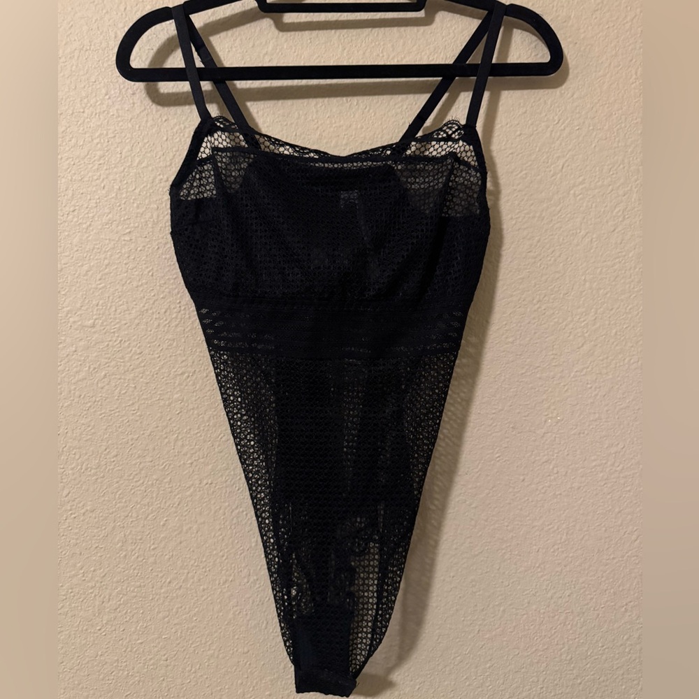 Intimissimi Black Mesh square neck bodysuit